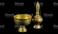 Old brass ewer container pour water