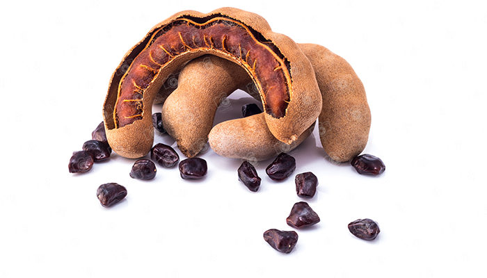 Tamarind, Sweet ripe tamarind and seeds with isolated 